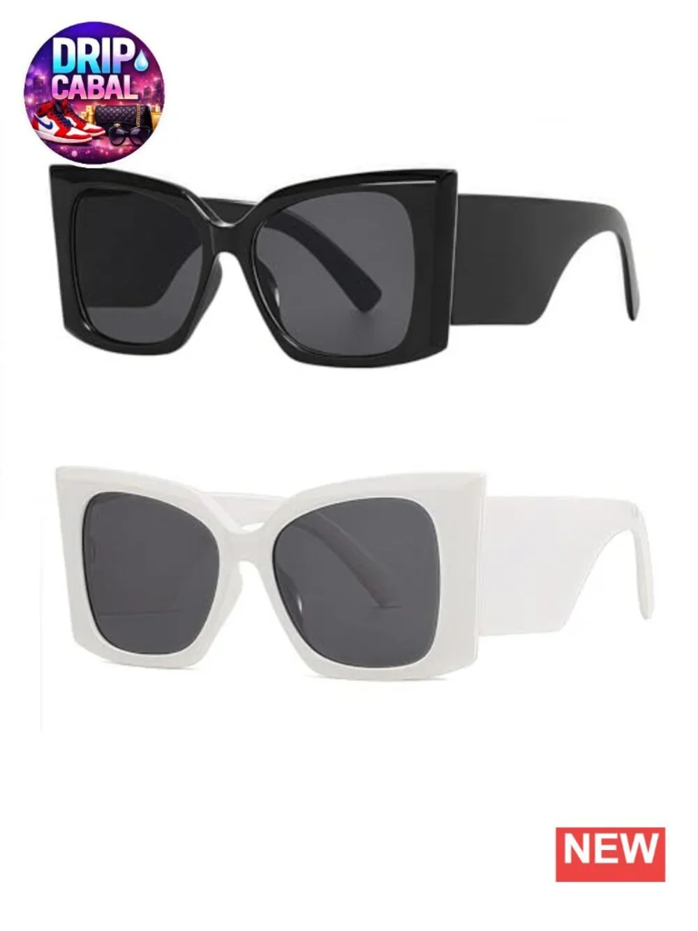 Oversized Y2K Cat Eye Square Sunglasses for Women Men UV400 Protection